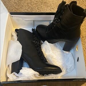 Karl Lagerfeld Black Lace Up Boots
